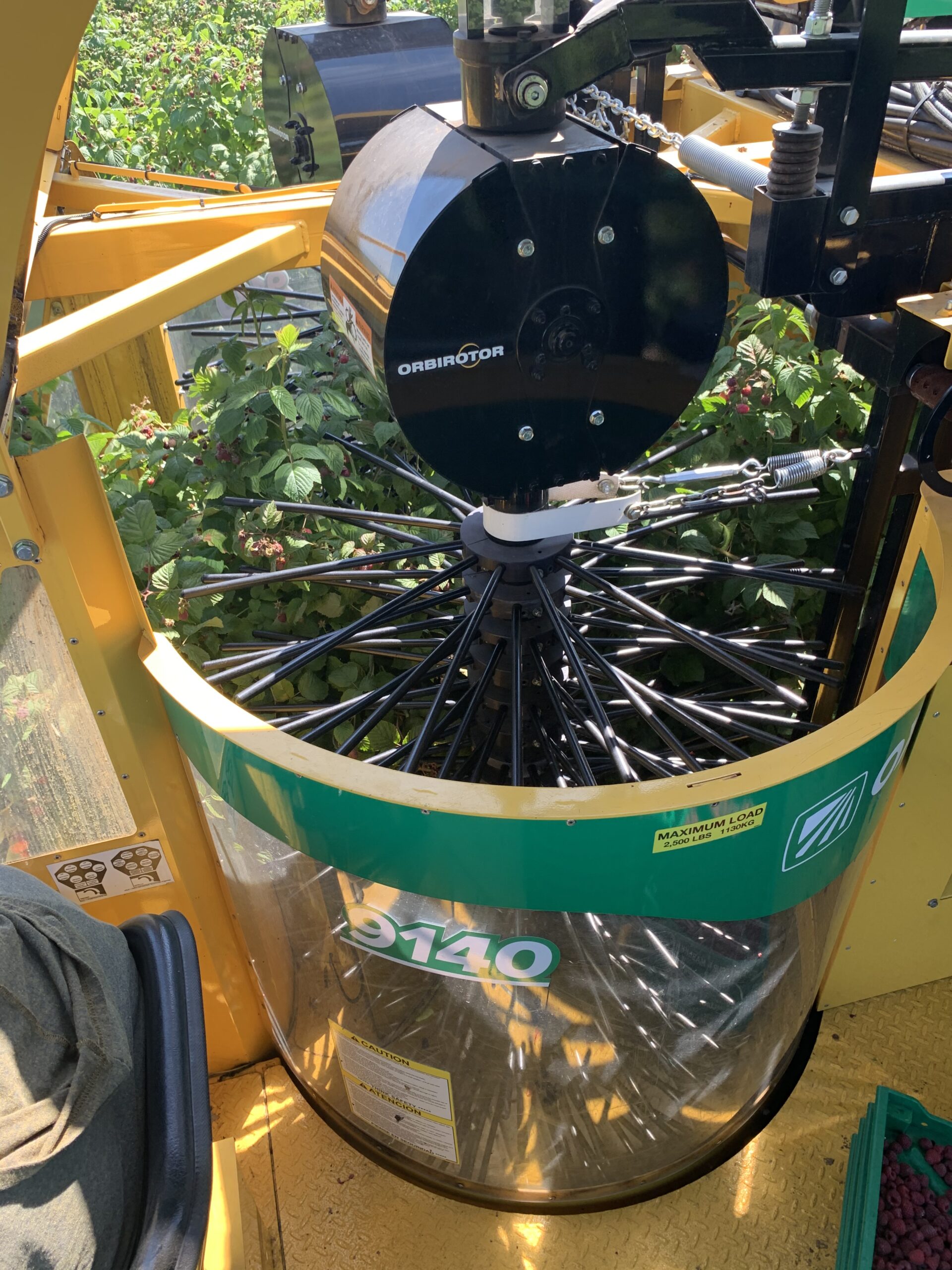 machine harvesting blueberries